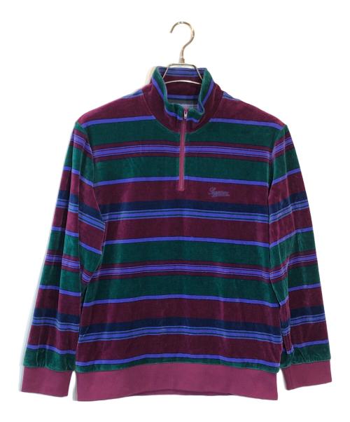 SUPREME（シュプリーム）Supreme (シュプリーム) Stripe Velour Half Zip Pullover パープル サイズ:SIZE Mの古着・服飾アイテム