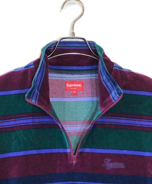 SUPREME（シュプリーム）Supreme (シュプリーム) Stripe Velour Half Zip Pullover パープル サイズ:SIZE Mの古着・服飾アイテム