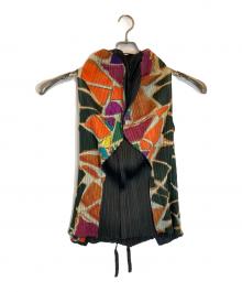 PLEATS PLEASE（プリーツプリーズ）の古着「ガラパゴスノースリーブプリーツブラウス」｜グリーン