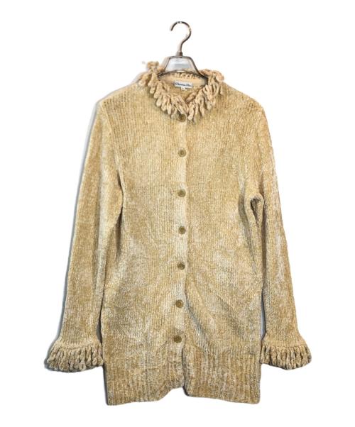 Christian Dior（クリスチャン ディオール）Christian Dior (クリスチャン ディオール) シルクフリンジロングカーディガン イエロー サイズ:Mの古着・服飾アイテム