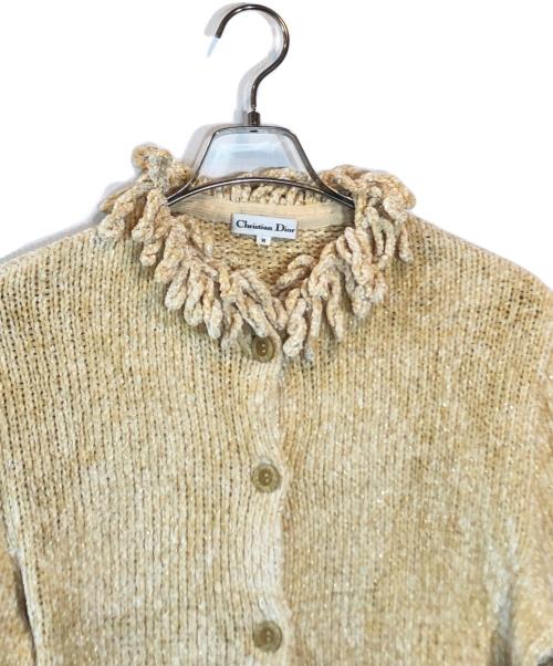 Christian Dior（クリスチャン ディオール）Christian Dior (クリスチャン ディオール) シルクフリンジロングカーディガン イエロー サイズ:Mの古着・服飾アイテム