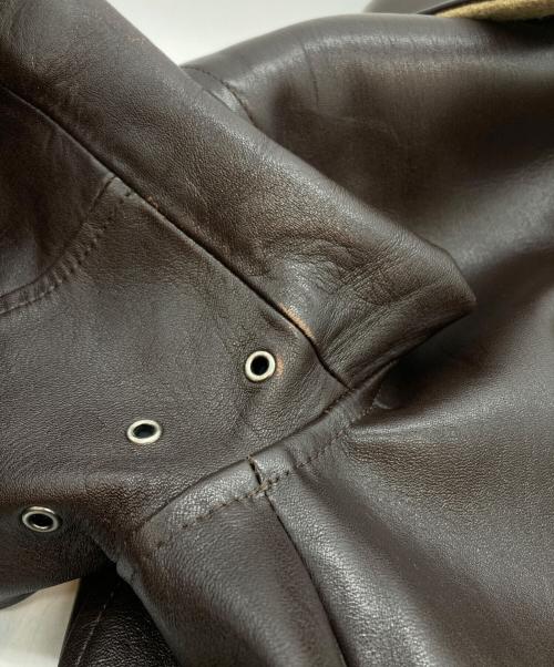 BY GLADHAND（バイグラッドハンド）BY GLADHAND (バイグラッドハンド) カウハイドレザーカーコート ブラウン サイズ:Mの古着・服飾アイテム