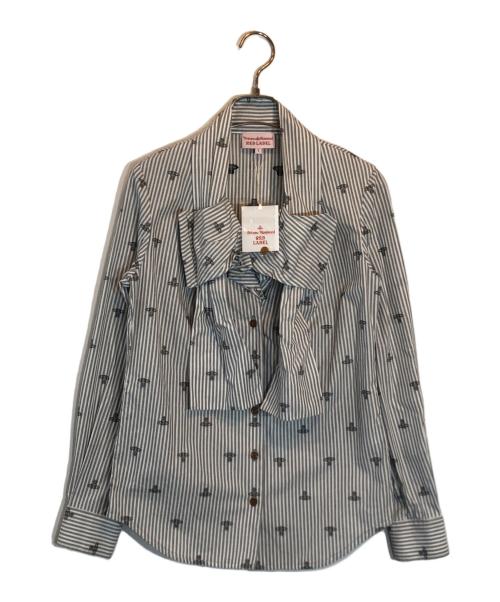Vivienne Westwood RED LABEL（ヴィヴィアンウエストウッドレッドレーベル）Vivienne Westwood RED LABEL (ヴィヴィアンウエストウッドレッドレーベル) リボン オーブプリントブラウス グレー サイズ:SIZE 1 未使用品の古着・服飾アイテム