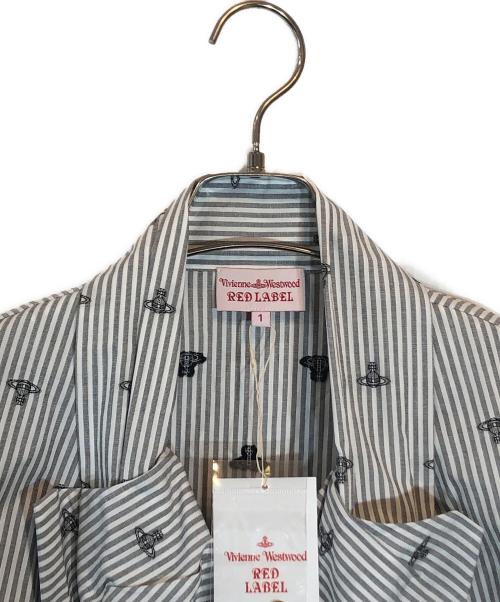 Vivienne Westwood RED LABEL（ヴィヴィアンウエストウッドレッドレーベル）Vivienne Westwood RED LABEL (ヴィヴィアンウエストウッドレッドレーベル) リボン オーブプリントブラウス グレー サイズ:SIZE 1 未使用品の古着・服飾アイテム