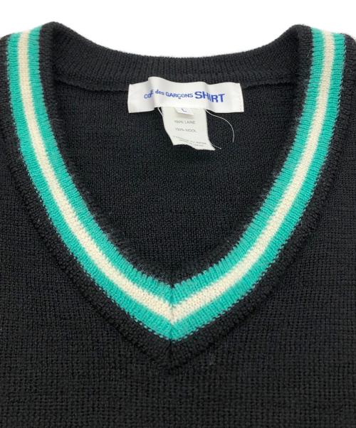 COMME des GARCONS SHIRT（コムデギャルソンシャツ）COMME des GARCONS SHIRT (コムデギャルソンシャツ) Vネックニット ブラック サイズ:Lの古着・服飾アイテム