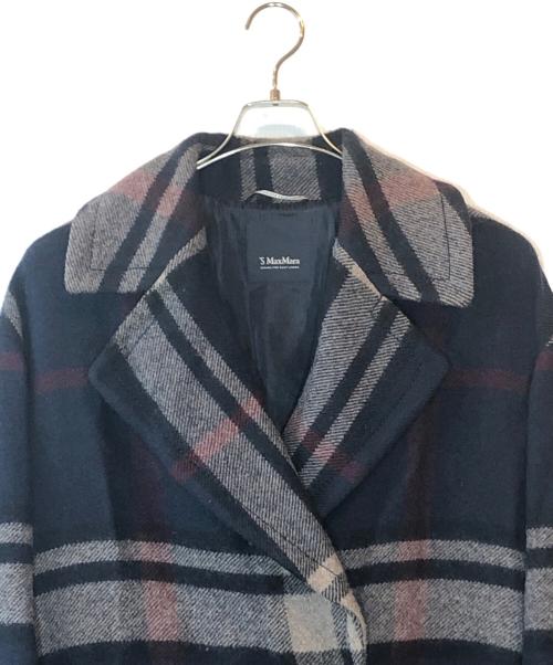'S Max Mara（エスマックスマーラ）'S Max Mara (エスマックスマーラ) チェック柄コート ネイビー サイズ:40の古着・服飾アイテム