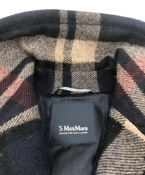 'S Max Mara（エスマックスマーラ）'S Max Mara (エスマックスマーラ) チェック柄コート ネイビー サイズ:40の古着・服飾アイテム