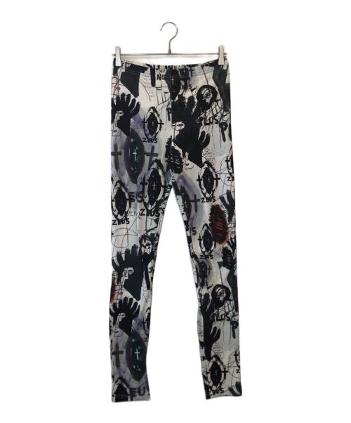 COMME des GARCONS HOMME（コムデギャルソン オム）COMME des GARCONS HOMME (コムデギャルソン オム) 総柄レギンスパンツ ブラック×ホワイト サイズ:Mの古着・服飾アイテム