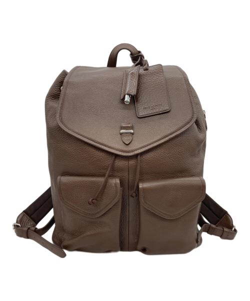 PELLE MORBIDA（ペッレモルビダ）PELLE MORBIDA (ペッレモルビダ) レザーフラップバックパック ブラウンの古着・服飾アイテム