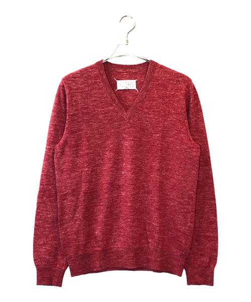 Maison Margiela（メゾンマルジェラ）Maison Margiela (メゾンマルジェラ) エルボーパッチウールニット レッド サイズ:Mの古着・服飾アイテム