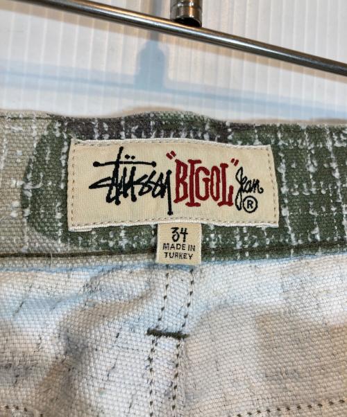 stussy（ステューシー）stussy (ステューシー) BIG OL' JEAN CAMO CANVAS NEEDLE PUNCH グリーン サイズ:SIZE 34の古着・服飾アイテム