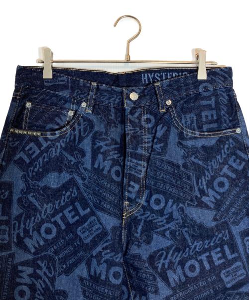 Hysteric Glamour（ヒステリックグラマー）Hysteric Glamour (ヒステリックグラマー) MOTEL柄デニムパンツ ブルー サイズ:SIZE 81cm (W32)の古着・服飾アイテム