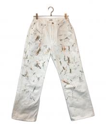 AURALEE（オーラリー）の古着「HARD TWIST DENIM HAND PAINTED 5P PANTS」｜ホワイト