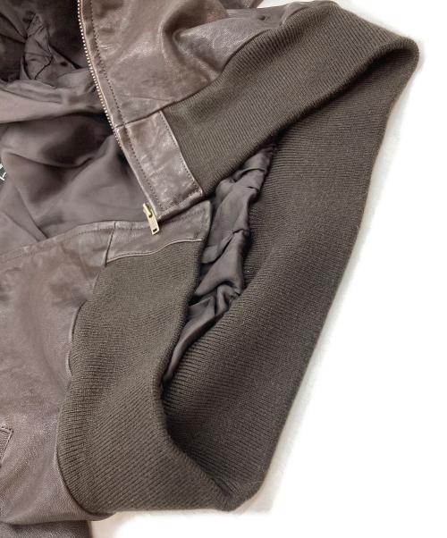 Hysteric Glamour（ヒステリックグラマー）Hysteric Glamour (ヒステリックグラマー) ゴートレザー リブブルゾン ブラウン サイズ:Lの古着・服飾アイテム