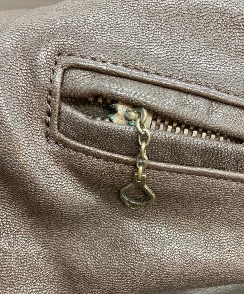 Hysteric Glamour（ヒステリックグラマー）Hysteric Glamour (ヒステリックグラマー) ゴートレザー リブブルゾン ブラウン サイズ:Lの古着・服飾アイテム