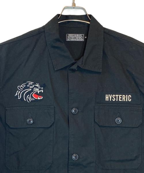 Hysteric Glamour（ヒステリックグラマー）Hysteric Glamour (ヒステリックグラマー) AMPLIFIED刺繍 ユーティリティシャツ ブラック サイズ:SIZE XLの古着・服飾アイテム