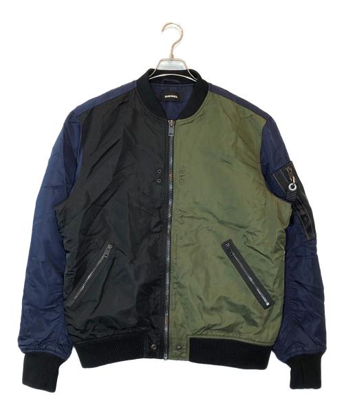 DIESEL（ディーゼル）DIESEL (ディーゼル) カラーブロックMA-1ジャケット ネイビー サイズ:XLの古着・服飾アイテム