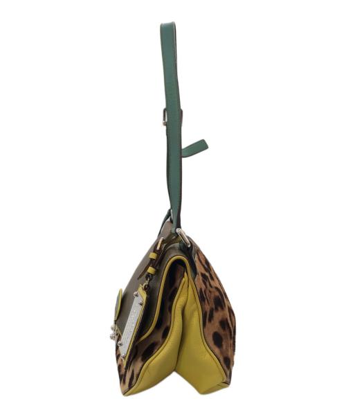 DOLCE & GABBANA（ドルチェ＆ガッバーナ）DOLCE & GABBANA (ドルチェ＆ガッバーナ) レザーハラコショルダーバッグ ブラウン×イエローの古着・服飾アイテム