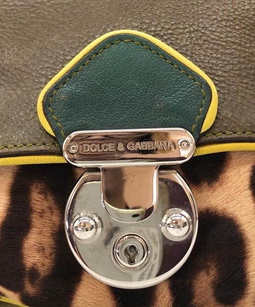 DOLCE & GABBANA（ドルチェ＆ガッバーナ）DOLCE & GABBANA (ドルチェ＆ガッバーナ) レザーハラコショルダーバッグ ブラウン×イエローの古着・服飾アイテム