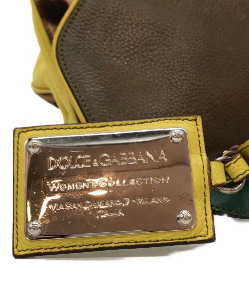 DOLCE & GABBANA（ドルチェ＆ガッバーナ）DOLCE & GABBANA (ドルチェ＆ガッバーナ) レザーハラコショルダーバッグ ブラウン×イエローの古着・服飾アイテム