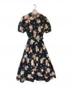 PINK HOUSEピンクハウス）の古着「ローズブーケレターワンピース」｜ブラック