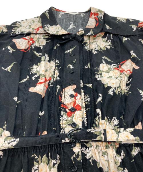 PINK HOUSE（ピンクハウス）PINK HOUSE (ピンクハウス) ローズブーケレターワンピース ブラック サイズ:下記参照の古着・服飾アイテム