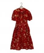 PINK HOUSEピンクハウス）の古着「バイク柄フリルワンピース」｜レッド
