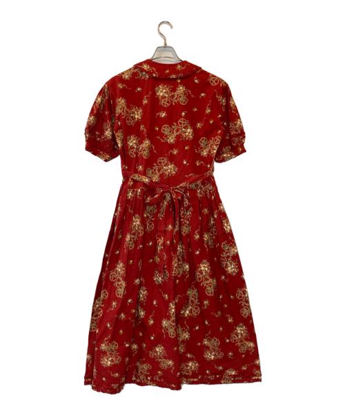 PINK HOUSE（ピンクハウス）PINK HOUSE (ピンクハウス) バイク柄フリルワンピース レッド サイズ:下記参照の古着・服飾アイテム