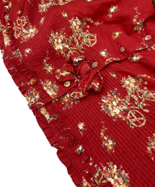 PINK HOUSE（ピンクハウス）PINK HOUSE (ピンクハウス) バイク柄フリルワンピース レッド サイズ:下記参照の古着・服飾アイテム