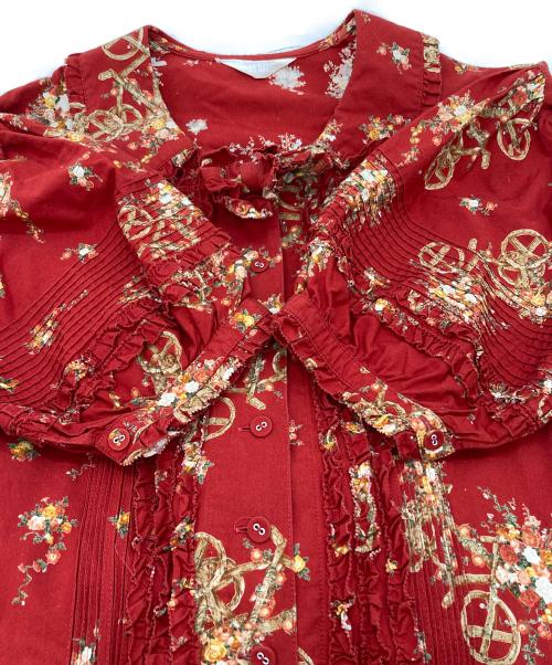 PINK HOUSE（ピンクハウス）PINK HOUSE (ピンクハウス) バイク柄フリルワンピース レッド サイズ:下記参照の古着・服飾アイテム