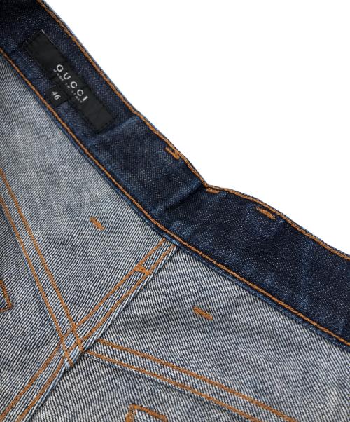 GUCCI（グッチ）GUCCI (グッチ) バックロゴ刺繍ストレートデニムパンツ ブルー サイズ:４６の古着・服飾アイテム