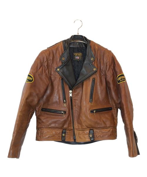 VANSON（バンソン）VANSON (バンソン) ダブルライダースジャケット ブラウン サイズ:SIZE Lの古着・服飾アイテム
