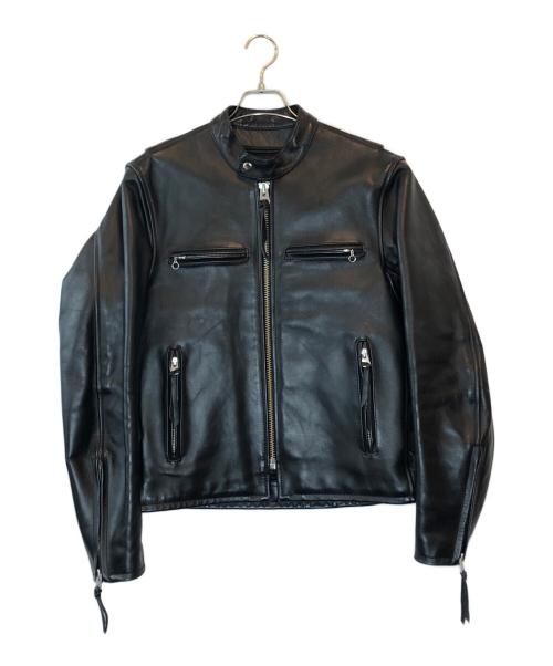 KADOYA K'S LEATHER（カドヤ K'S レザー）KADOYA K'S LEATHER (カドヤ K'S レザー) ライナー付シングルライダースジャケット ブラック サイズ:LLの古着・服飾アイテム