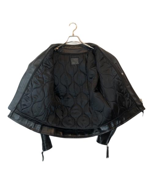 KADOYA K'S LEATHER（カドヤ K'S レザー）KADOYA K'S LEATHER (カドヤ K'S レザー) ライナー付シングルライダースジャケット ブラック サイズ:LLの古着・服飾アイテム