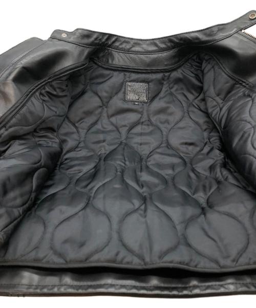 KADOYA K'S LEATHER（カドヤ K'S レザー）KADOYA K'S LEATHER (カドヤ K'S レザー) ライナー付シングルライダースジャケット ブラック サイズ:LLの古着・服飾アイテム