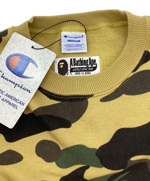 Champion（チャンピオン）Champion (チャンピオン) A BATHING APE (ア ベイシング エイプ) 1ST CAMO CREWNECK  YELLOW ベージュ サイズ:SIZE M 未使用品の古着・服飾アイテム