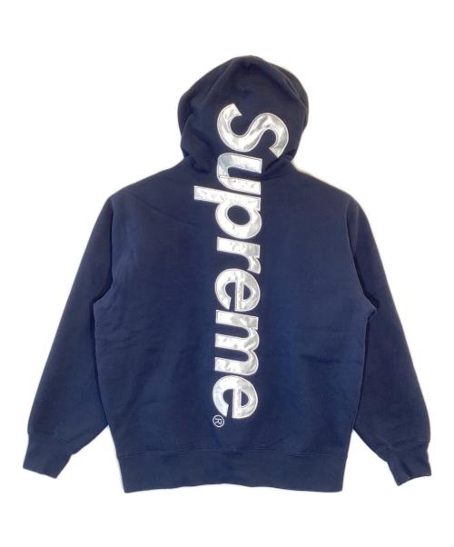 SUPREME（シュプリーム）Supreme (シュプリーム) SATIN APPLIQUE HOODED SWEATSHIRT ネイビー サイズ:SIZE Mの古着・服飾アイテム