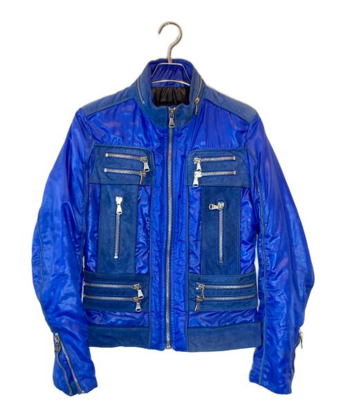 D&G（ディーアンドジー）D&G (ディーアンドジー) ZIP SWITCHING LEATHER JACKETS ブルー サイズ:SIZE 44の古着・服飾アイテム