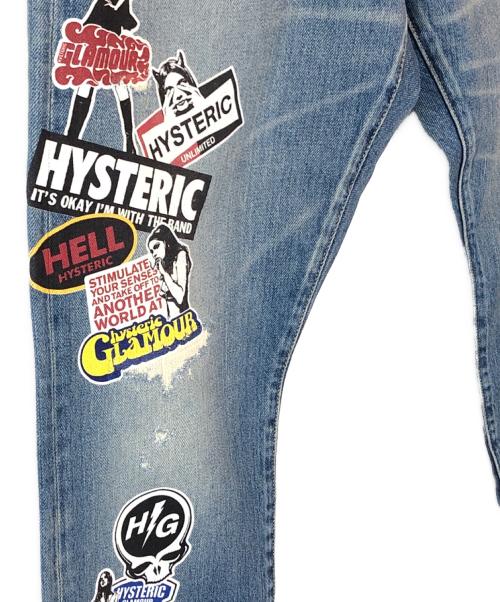 Hysteric Glamour（ヒステリックグラマー）Hysteric Glamour (ヒステリックグラマー) STICKERS リメイクデニム / GIRL PRINT DENIM インディゴ サイズ:32の古着・服飾アイテム