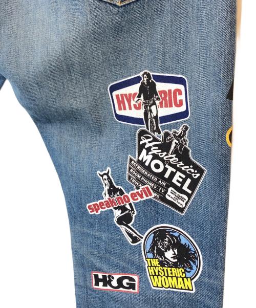 Hysteric Glamour（ヒステリックグラマー）Hysteric Glamour (ヒステリックグラマー) STICKERS リメイクデニム / GIRL PRINT DENIM インディゴ サイズ:32の古着・服飾アイテム