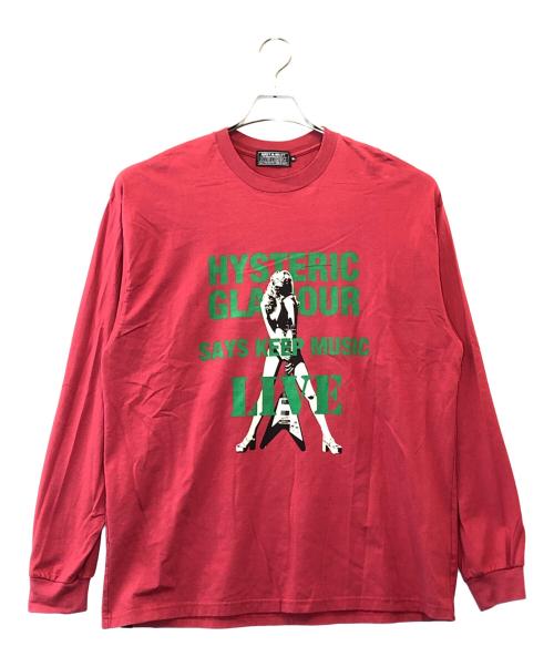 Hysteric Glamour（ヒステリックグラマー）Hysteric Glamour (ヒステリックグラマー) KEEP MUSIC Tシャツ レッド サイズ:XLの古着・服飾アイテム