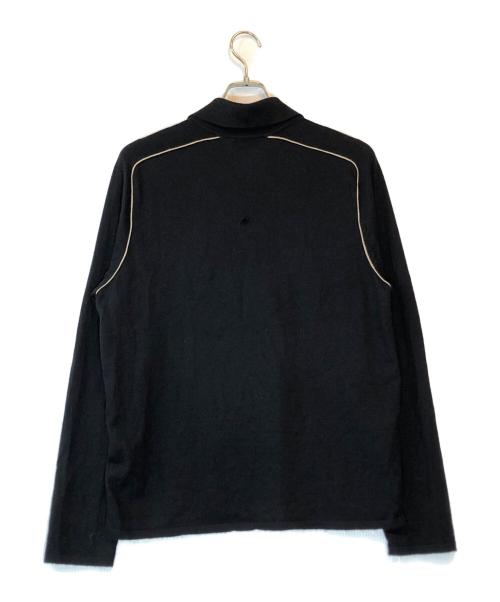 HERMES（エルメス）HERMES (エルメス) パイピングデザインカシミヤハーフジップニット ブラック サイズ:Lの古着・服飾アイテム
