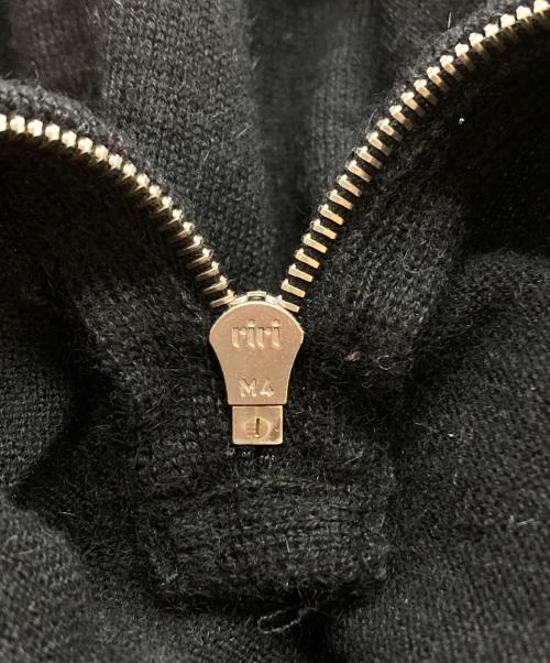 HERMES（エルメス）HERMES (エルメス) パイピングデザインカシミヤハーフジップニット ブラック サイズ:Lの古着・服飾アイテム