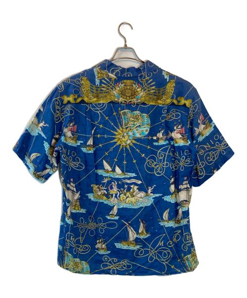 HERMES（エルメス）HERMES (エルメス) スカーフ柄リネンシャツ ブルー サイズ:SIZE 39の古着・服飾アイテム