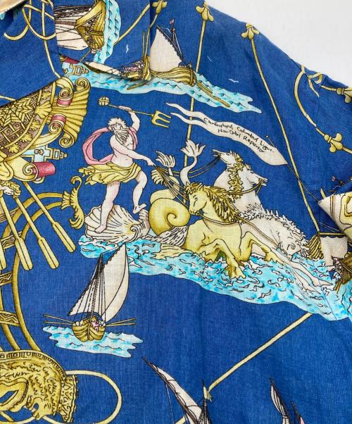 HERMES（エルメス）HERMES (エルメス) スカーフ柄リネンシャツ ブルー サイズ:SIZE 39の古着・服飾アイテム