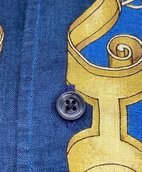 HERMES（エルメス）HERMES (エルメス) スカーフ柄リネンシャツ ブルー サイズ:SIZE 39の古着・服飾アイテム