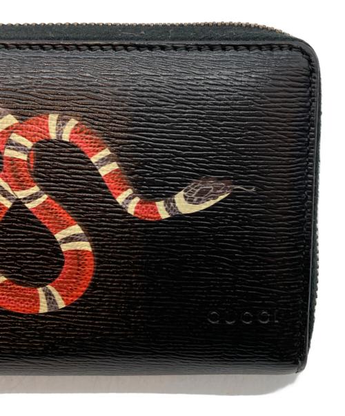 GUCCI（グッチ）GUCCI (グッチ) キングスネークラウンドファスナーウォレット ブラックの古着・服飾アイテム