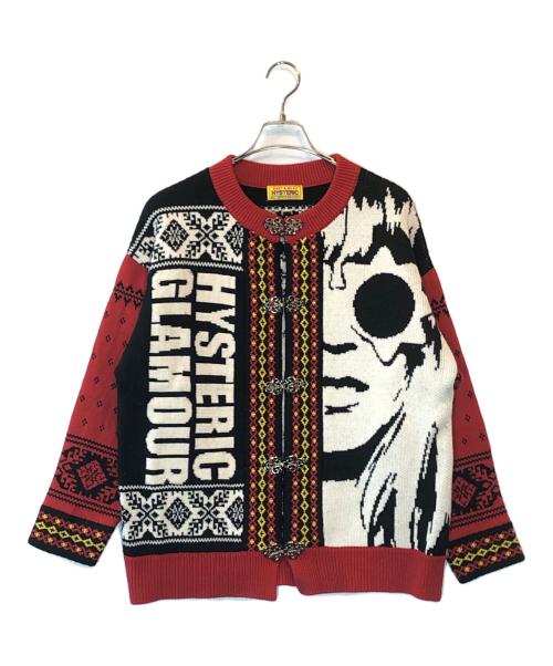 Hysteric Glamour（ヒステリックグラマー）Hysteric Glamour (ヒステリックグラマー) ノルディックニットカーディガン レッド サイズ:FREEの古着・服飾アイテム