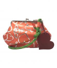 Vivienne Westwood（ヴィヴィアンウエストウッド）の古着「SCRIBBLE HEARTS がま口ショルダーバッグ」｜オレンジ