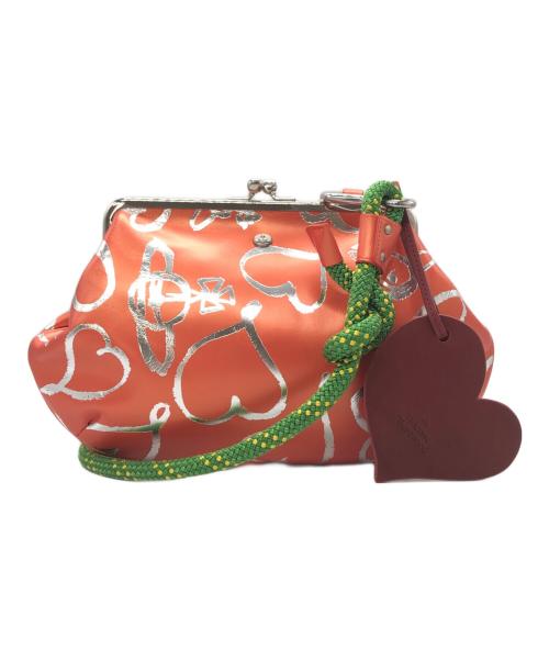 Vivienne Westwood（ヴィヴィアンウエストウッド）Vivienne Westwood (ヴィヴィアンウエストウッド) SCRIBBLE HEARTS がま口ショルダーバッグ オレンジの古着・服飾アイテム